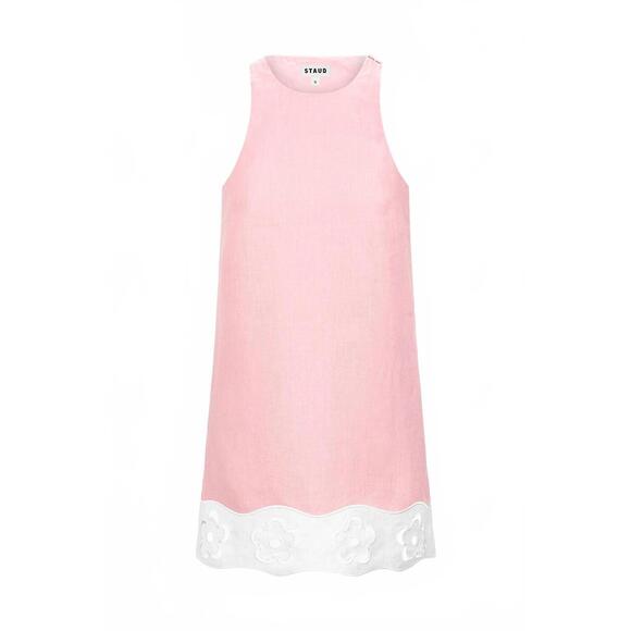 NEW STAUD mika linen dress in faded blush/white - Picture 7 of 7